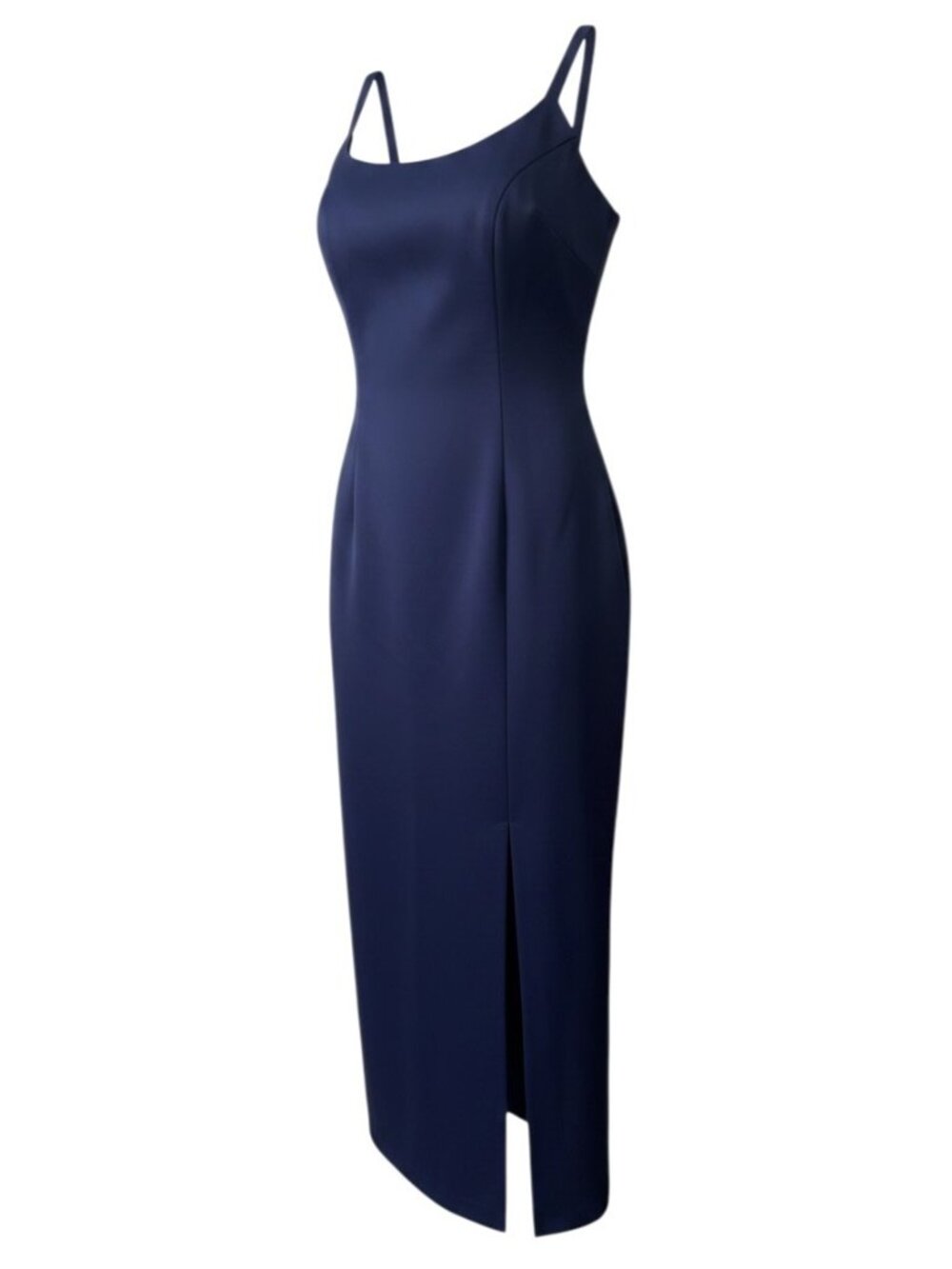 Alex Evenings Women's Navy Blue Sleeveless Sheath Dress With Side Slit Size 10